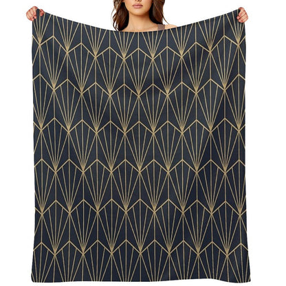 Art Deco in Navy And Gold Anti-pilling Throw Blanket