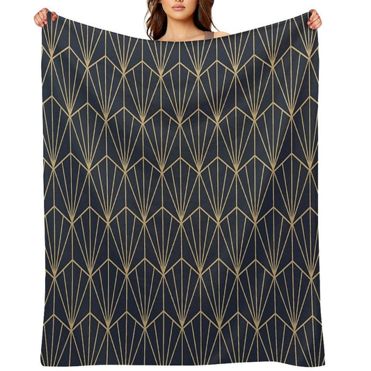 Art Deco in Navy And Gold Anti-pilling Throw Blanket