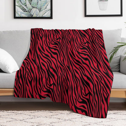 Red Zebra Print, Animal Print Compact Throw Blanket