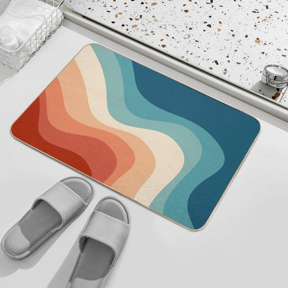 Retro Style Waves  Eco-Friendly Bath Mat