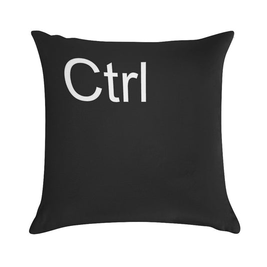 Ctrl Pillow in Black Soft Short Plush Fabric Throw Pillow