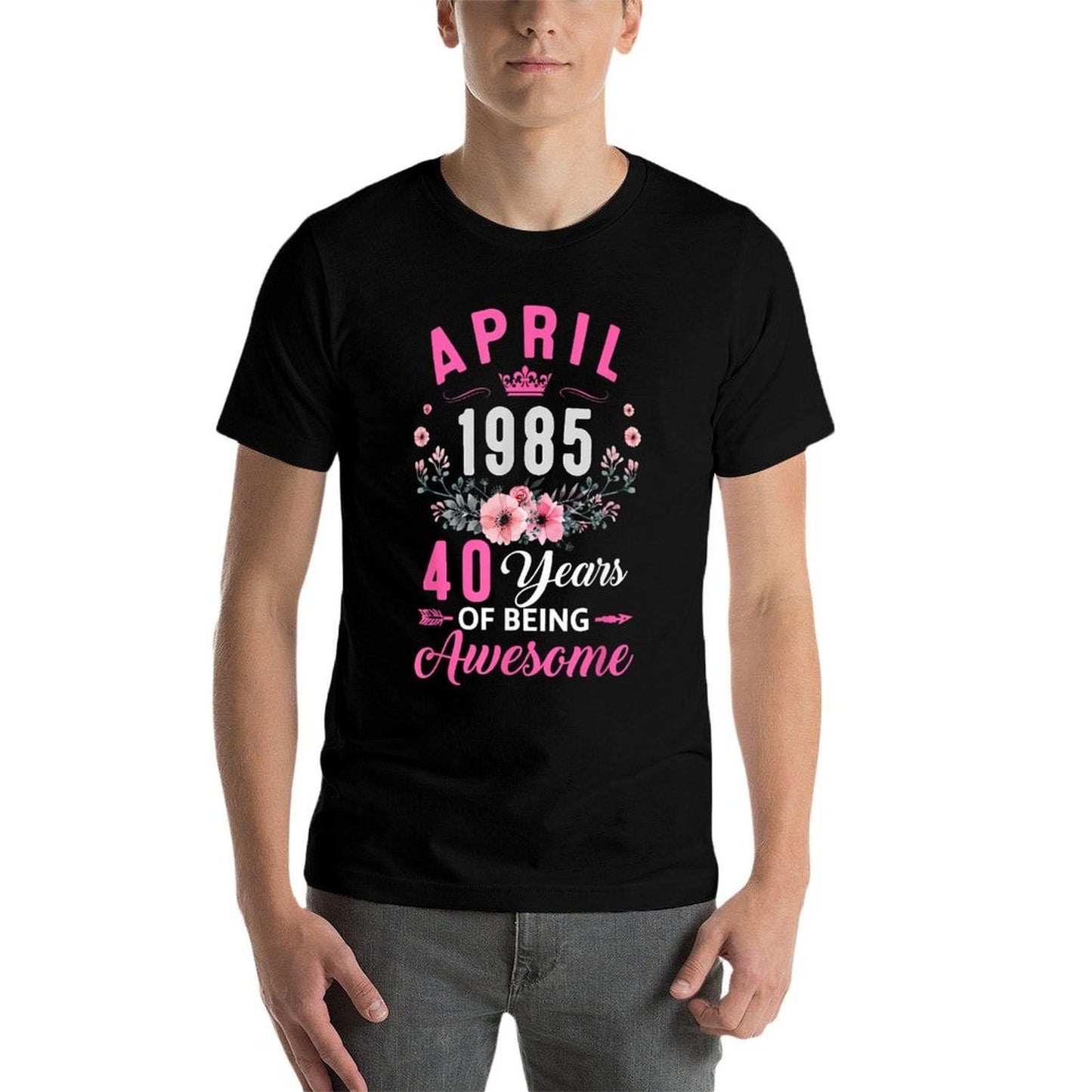 Awesome Since 1985 40 Years Old April 40Th Birthday Women  Heathered Texture T-Shirt