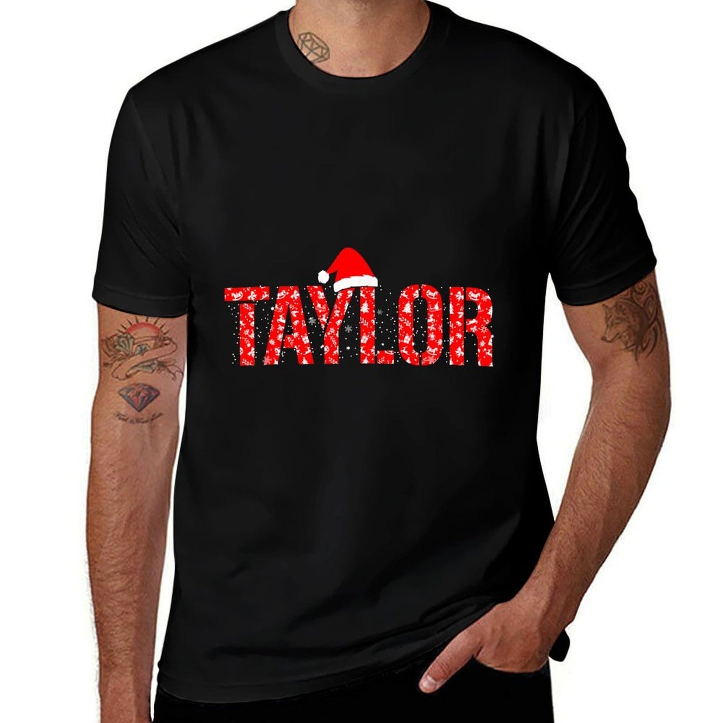 Funny Taylor Santa First Name Christmas Taylor  Tagless Design T-Shirt