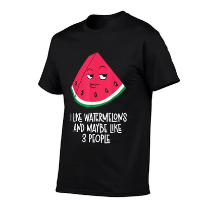 I Like Watermelons And Maybe Like 3 People Cute Watermelon  Oversized Silhouette T-Shirt