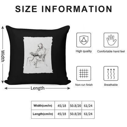 Abstract  Sketch of Person Reading Book in Armchair Soft Multiple Sizes Throw Pillow