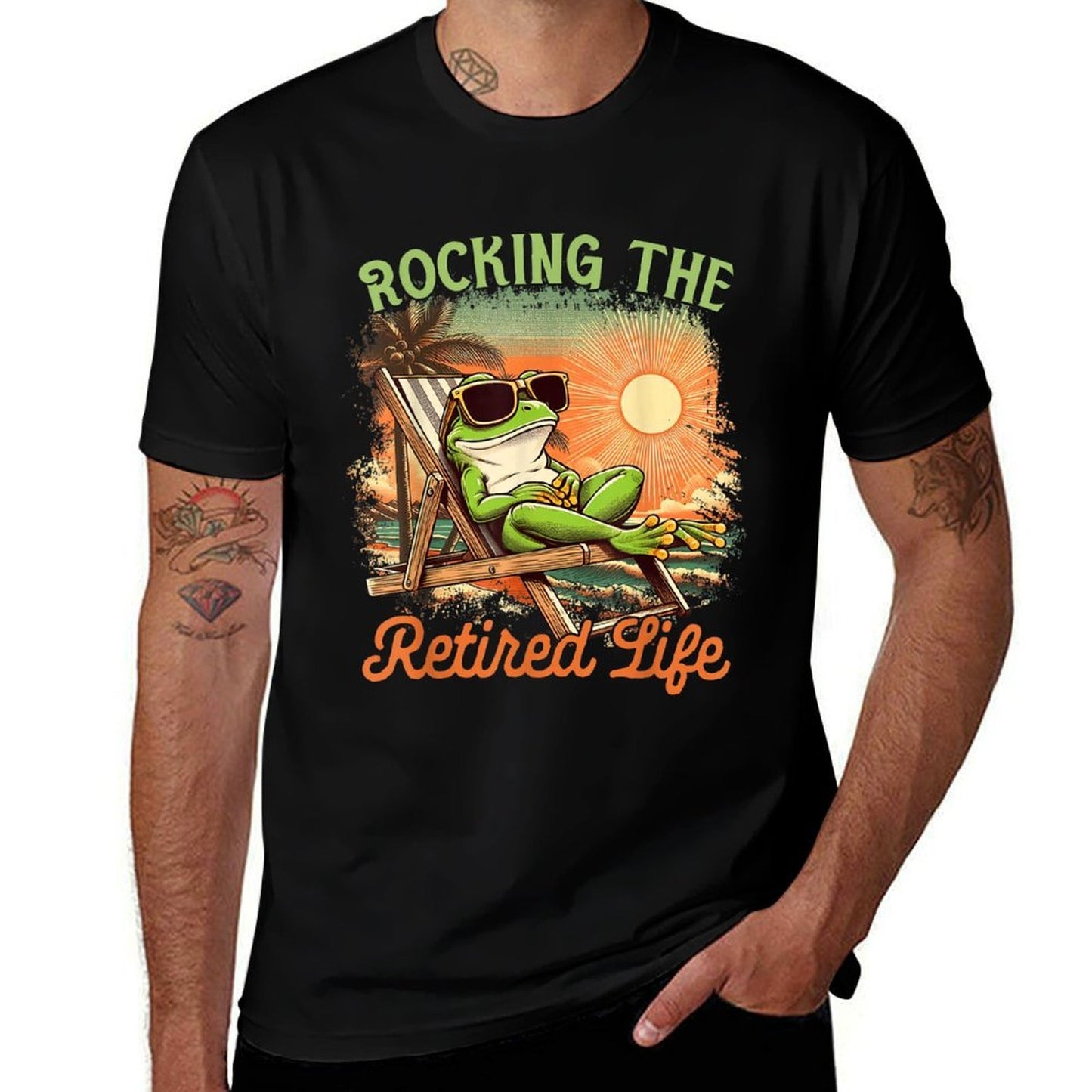 Retired Coworker Frog Retirement Rocking The Retired Life  Stretchy T-Shirt