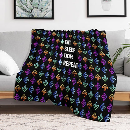 Eat. Sleep. DDR. Repeat. - White Machine-washable Throw Blanket