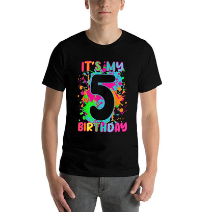 5th Birthday Paint Splashes T-shirt Kids, Girls, Boys 5 Year  Vintage-inspired T-Shirt