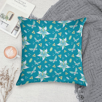 Silent Princess Pattern Blue V.2 Soft Luxury Feel Throw Pillow