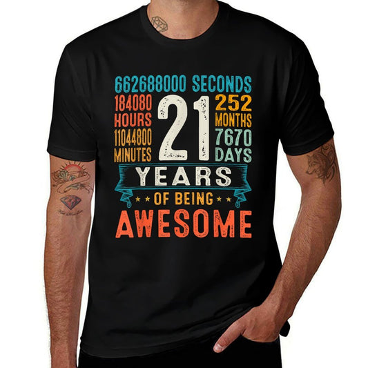 21 Years Old Retro Distressed 21st Birthday Gifts 252 Months  Tagless Design T-Shirt