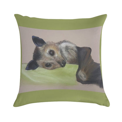 Batzilla - Safely Resting by Louise Saunders Soft Durable Construction Throw Pillow