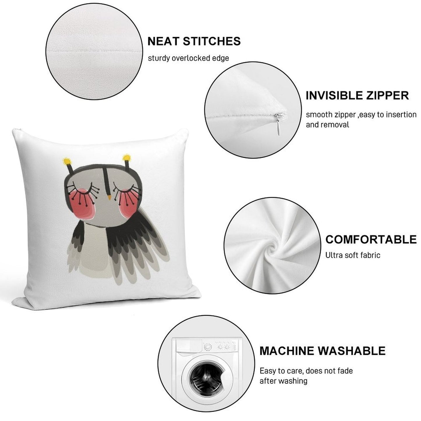 Rosy Cheeks Owl Soft Warmth Comfort Throw Pillow