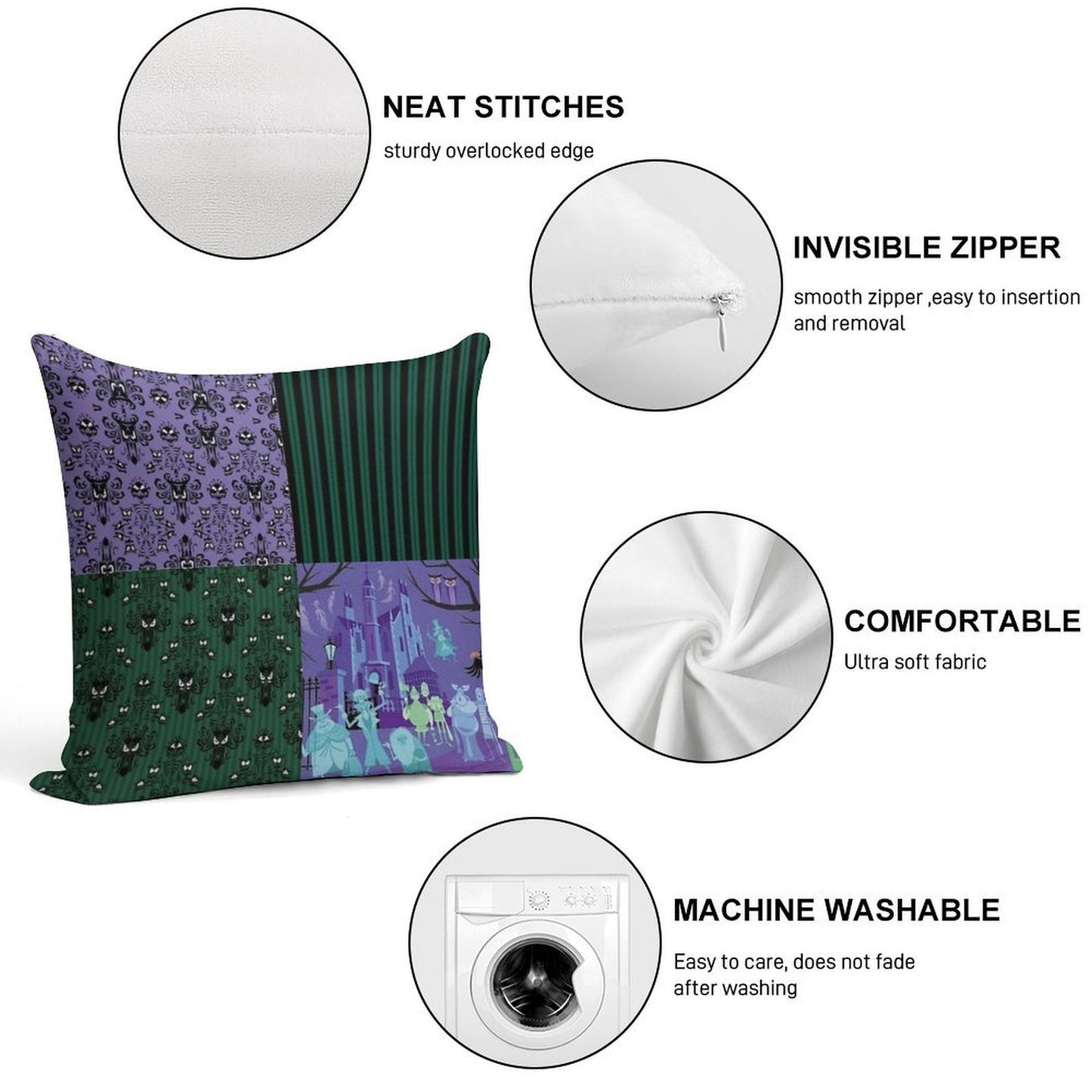 Haunted Mansion Pattern Soft Bedroom Essential Throw Pillow