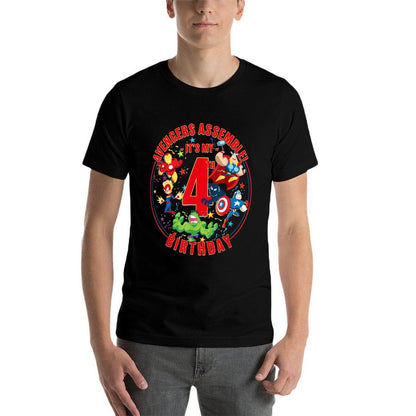 Marvel Avengers Assemble It&#39;s My 4th Birthday  Heathered Texture T-Shirt