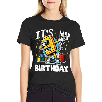 It's My 9th Birthday Boy Dabbing Builder Bricks Blocks Party  Odor-resistant T-Shirt