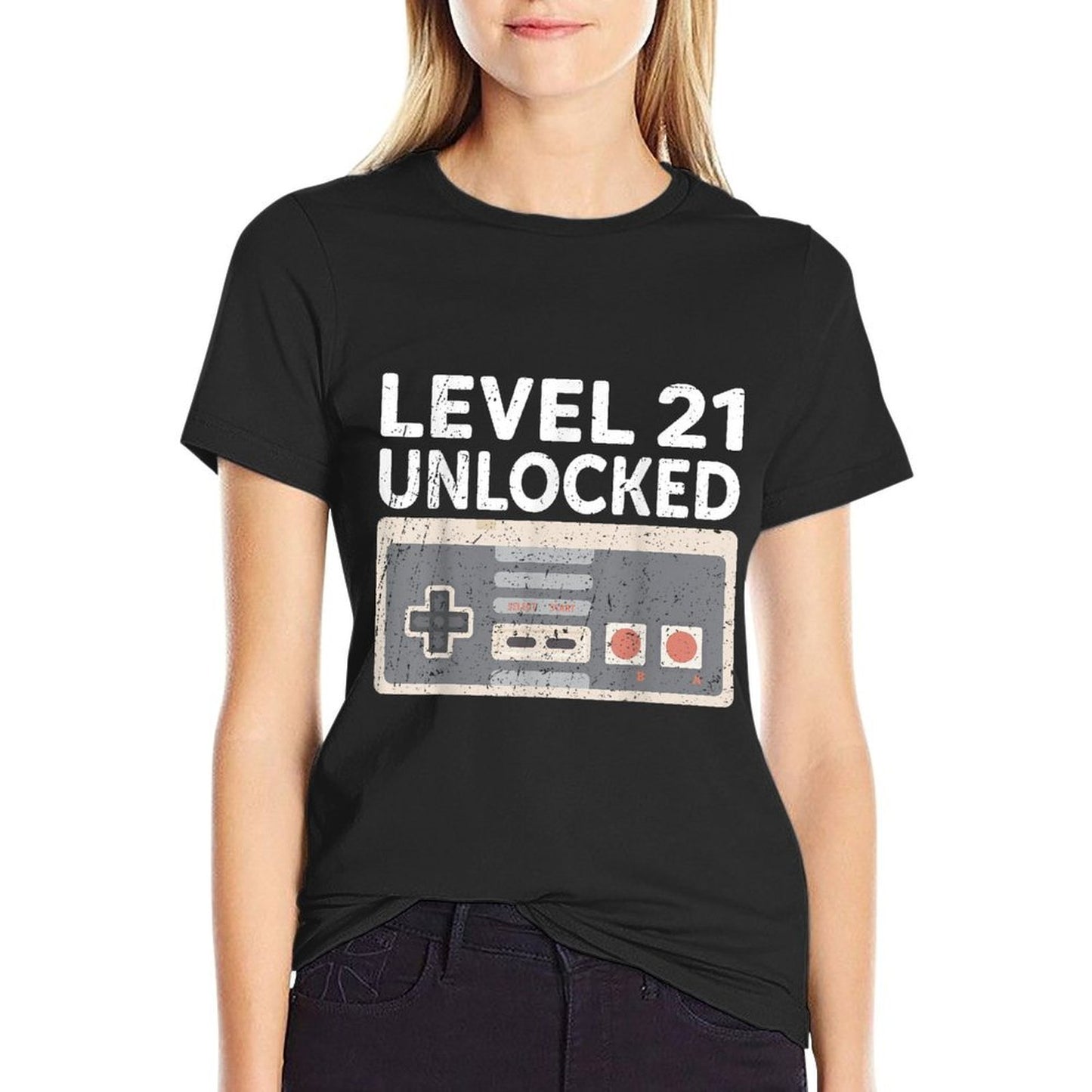 Level 21 Unlocked Funny Video Gamer 21st Birthday  Eco-friendly Material T-Shirt