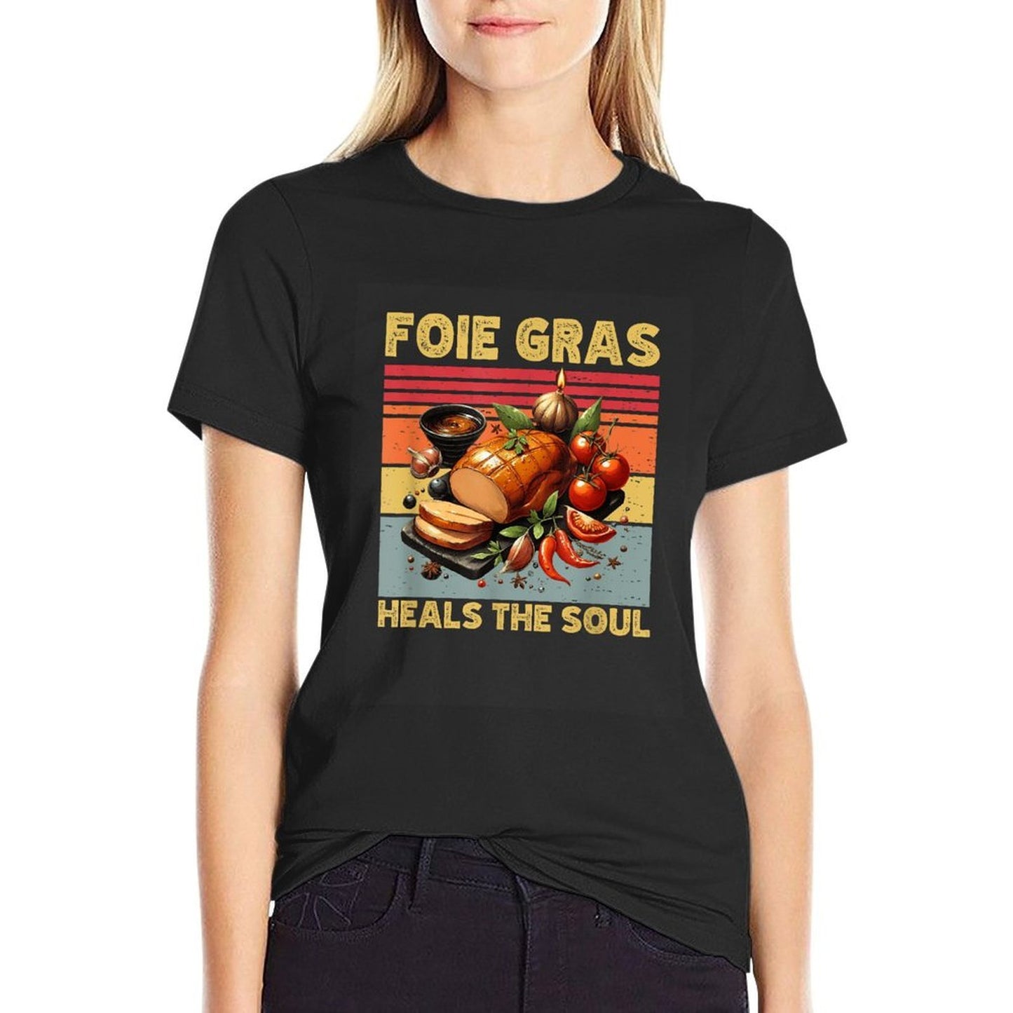 Foie Gras Heals The Soul French Retro Gourmet Foodie Humor  Wrinkle-resistant T-Shirt