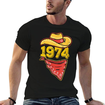 Funny 1974 Western Country Cowboy Hat Bandana 50th Birthday  High-quality Stitching T-Shirt