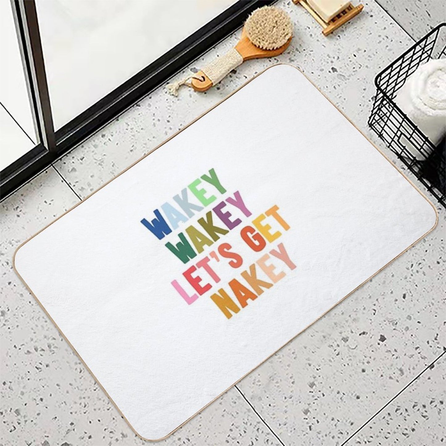 Wakey Wakey Let's Get Nakey Durable Bath Mat