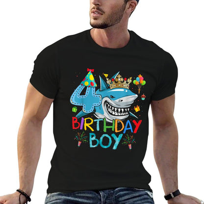 4th Birthday Shark Ocean Theme Party 4 Years Old For Boy  Relaxed-fit T-Shirt