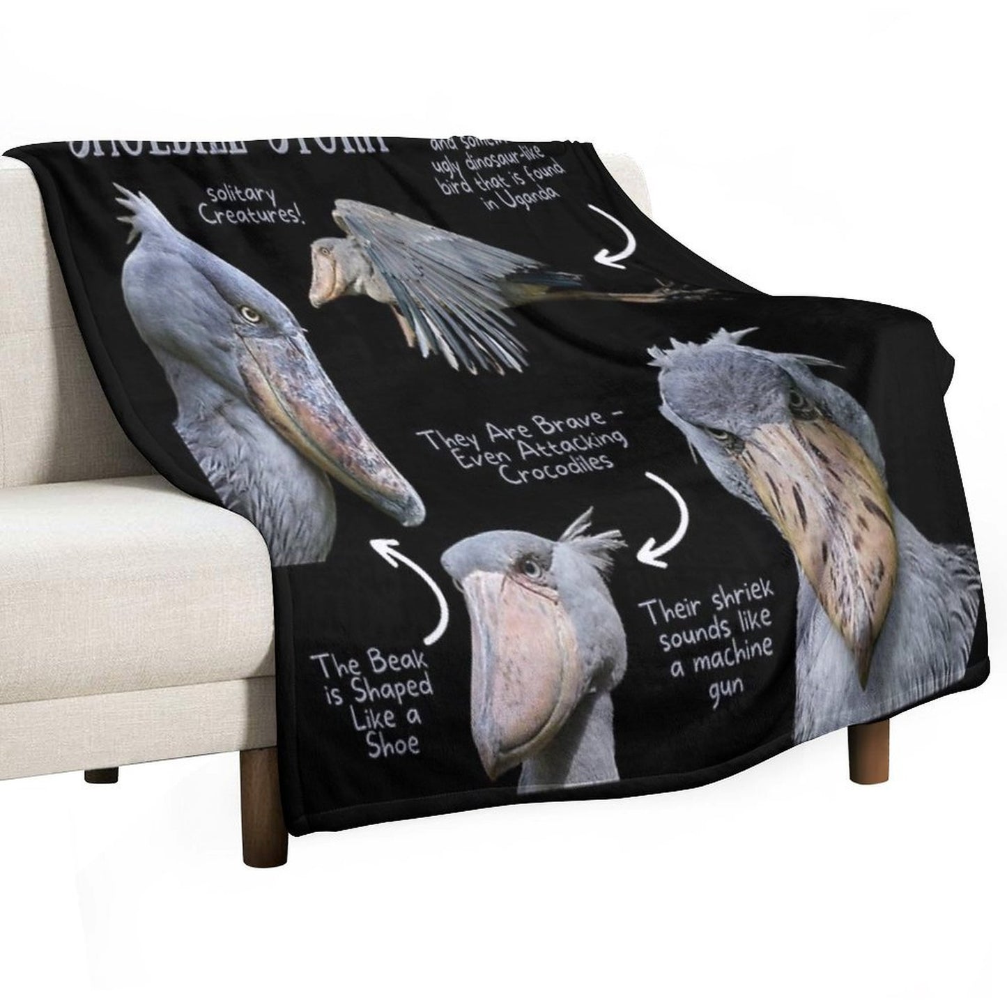 Shoebill Stork Fun Fact Versatility Throw Blanket