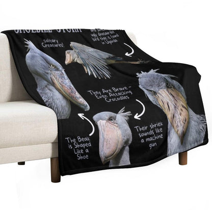 Shoebill Stork Fun Fact Versatility Throw Blanket