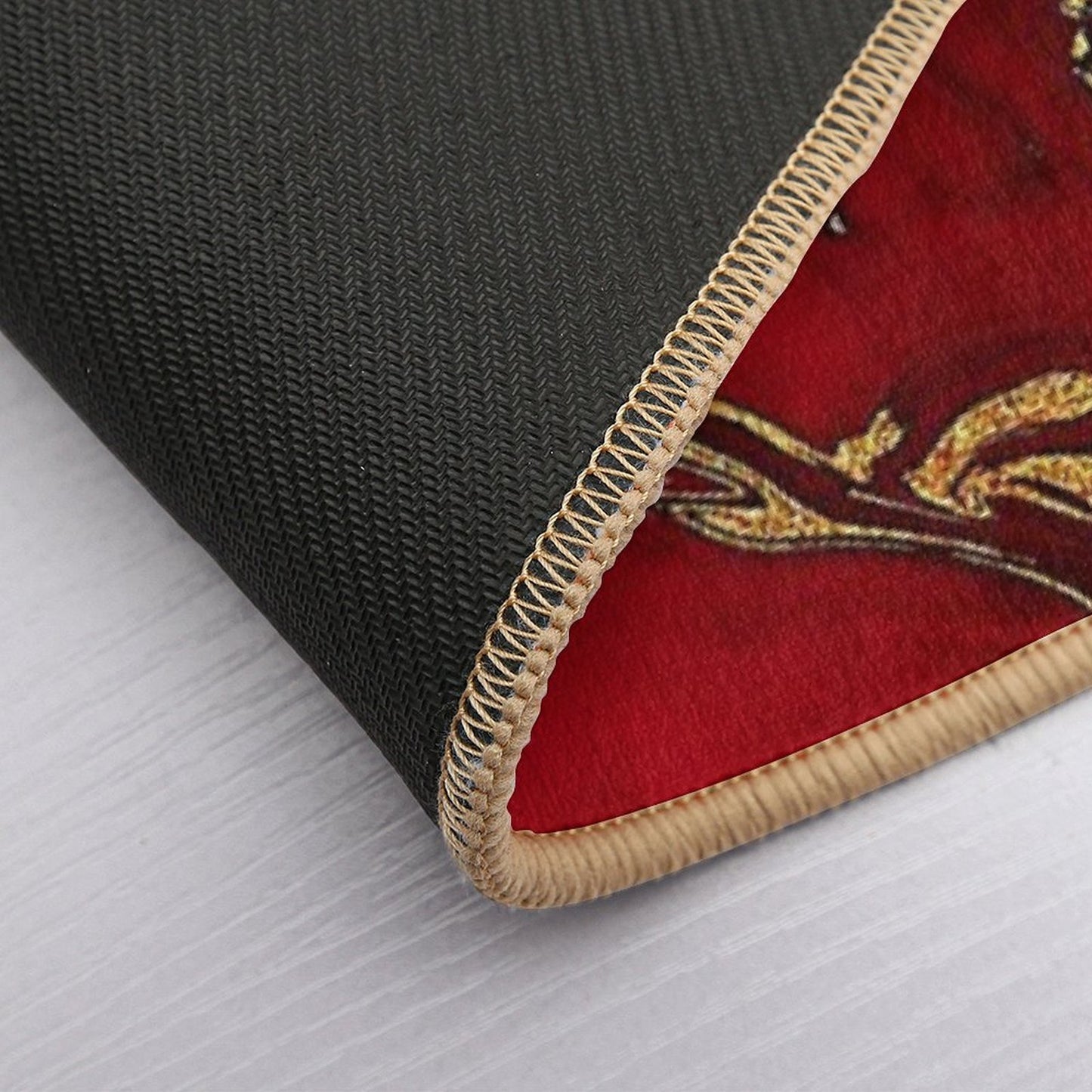 Faux Fire Red And Gold Marble  Long-Lasting Bath Mat