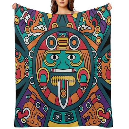Mayan Aztec Calendar Art Comfort Throw Blanket