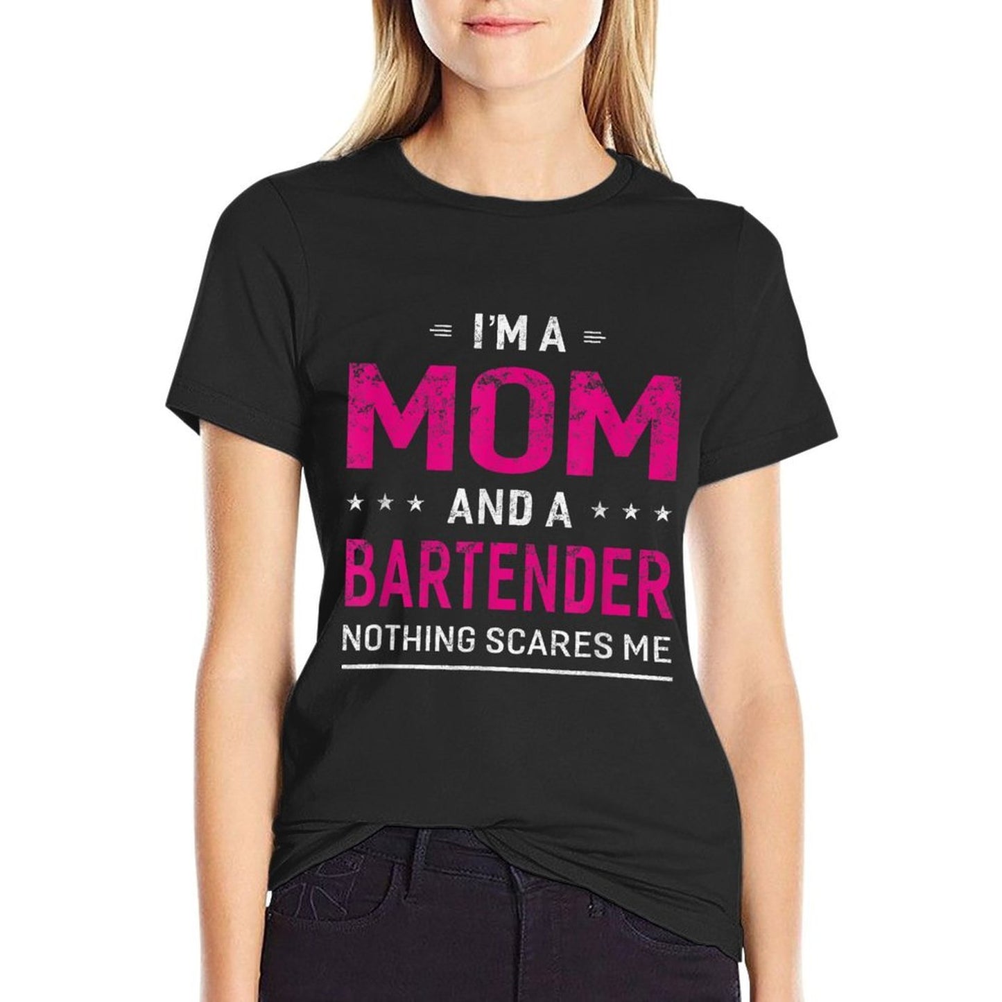 Im A Mom And Bartender T-shirt For Women Mother Funny Gift  Rolled Sleeves T-Shirt
