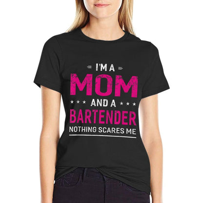 Im A Mom And Bartender T-shirt For Women Mother Funny Gift  Rolled Sleeves T-Shirt