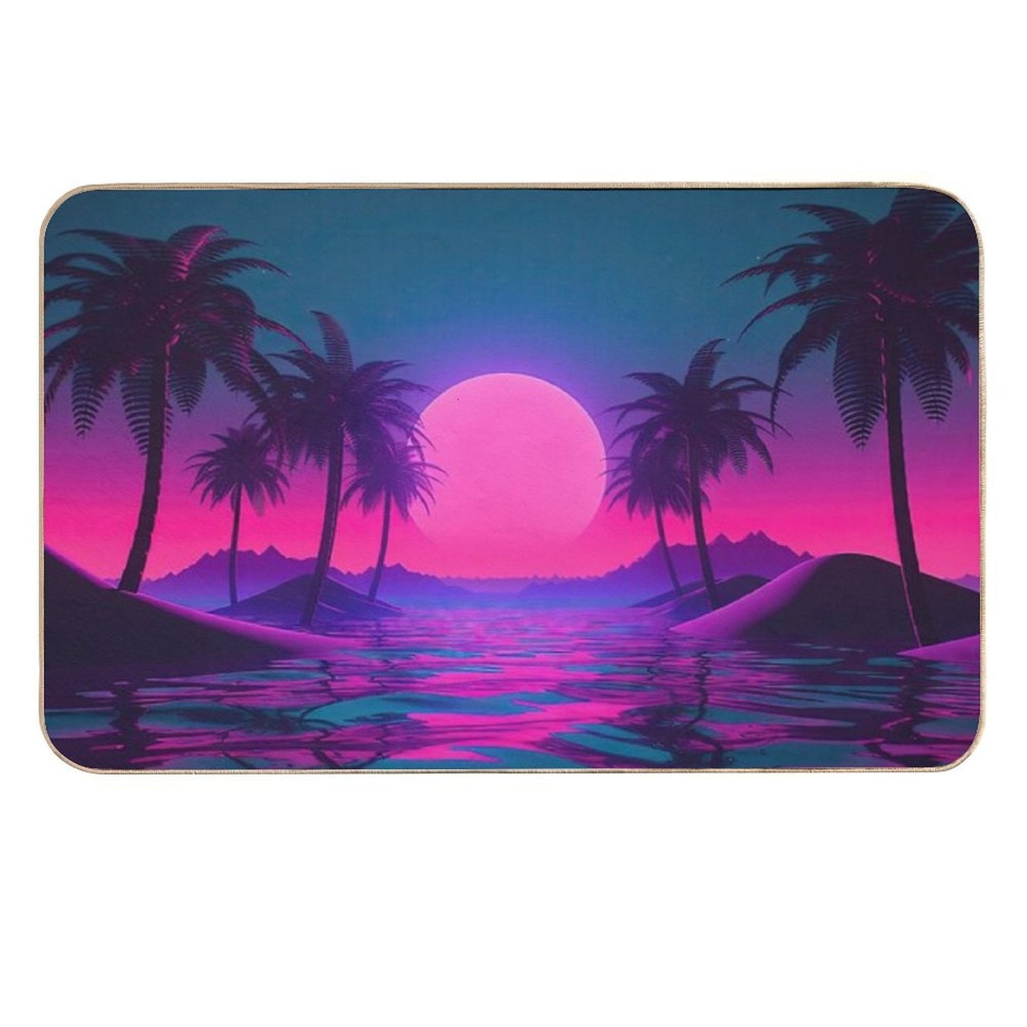 Neon Tides A Vaporwave Celebration of Oceanic Visions  Non-Slip Bath Mat