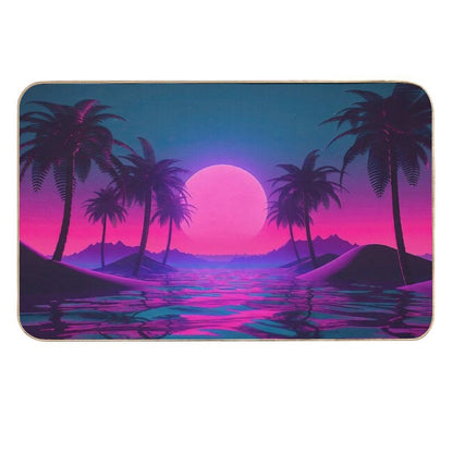 Neon Tides A Vaporwave Celebration of Oceanic Visions  Non-Slip Bath Mat