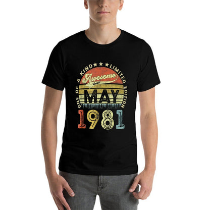 40 Years Old Birthday Awesome Since May 1981 40th Birthday  Tagless Design T-Shirt
