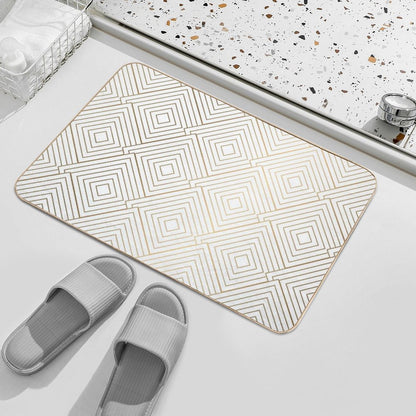 White Gold Print Diamond Pattern  Versatile Bath Mat