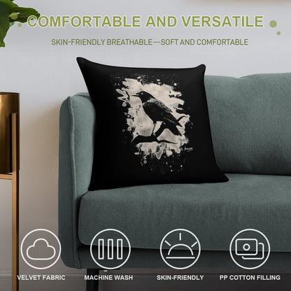 Crow Bleached (creme White) Soft Hidden Zipper Throw Pillow