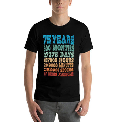 75 Years, Months, Days, Hours Of Being Awesome 75th Birthday  Heathered Texture T-Shirt