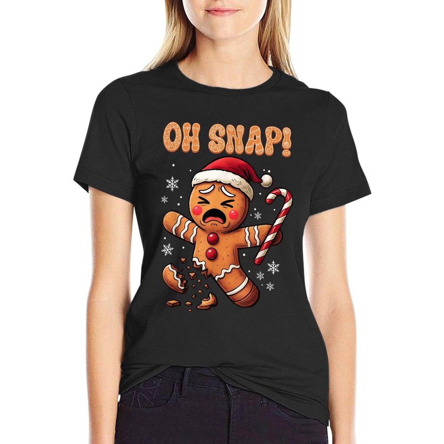 Oh Snap Gingerbread Man Christmas Funny Cookie Baking Gift  High-quality Stitching T-Shirt