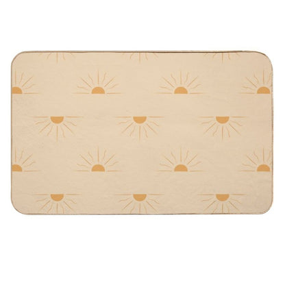 Yellow Suns on Cream  Rapid-Drying Bath Mat