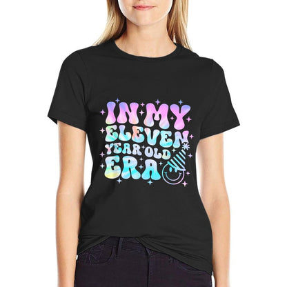 Groovy In My Eleven Year Old Era Girl 11th Birthday 11 Yrs  Fade-proof Color T-Shirt