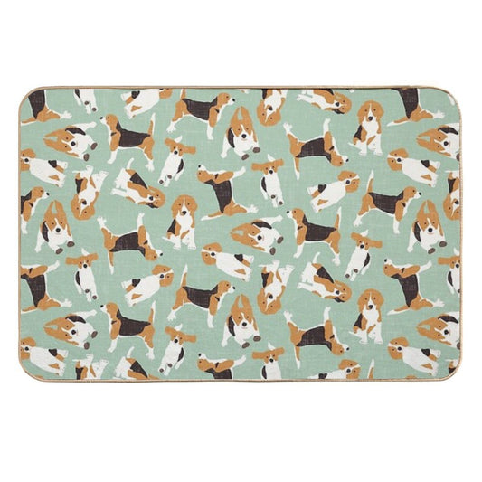 Beagle Scatter Mint  Easy Maintenance Bath Mat