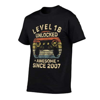 Level 18 Unlocked 18th Birthday 18 Year Old Gifts Gamer Bday  Moisture-wicking T-Shirt
