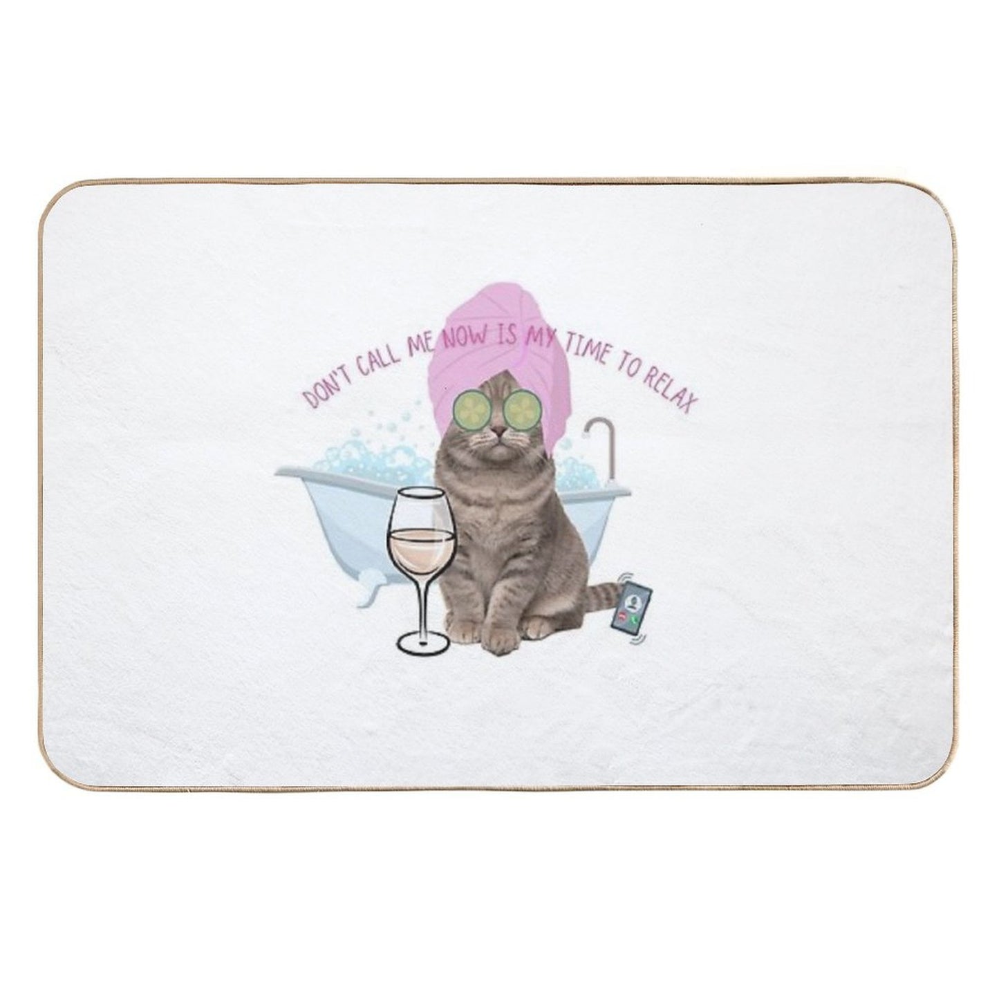 Funny Cat Relax  Stain-Proof Bath Mat