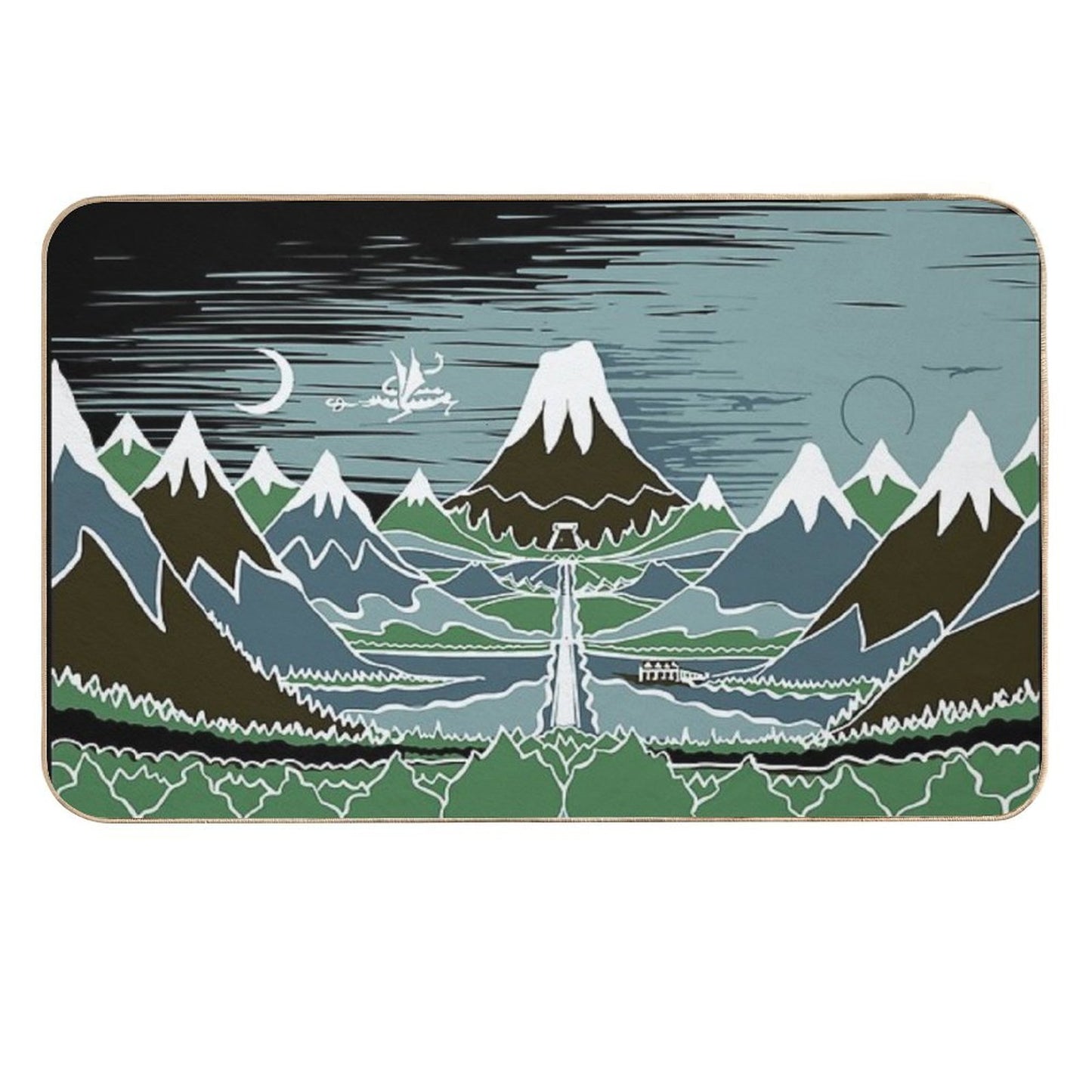A Halflings Journey on A Mountain Path Through An Elven Wood in The Style of J.R.R.Tolkien  Absorbent Bath Mat