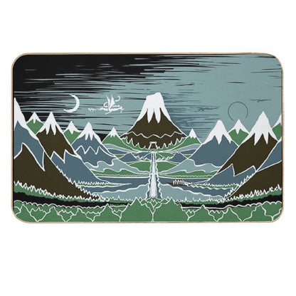 A Halflings Journey on A Mountain Path Through An Elven Wood in The Style of J.R.R.Tolkien  Absorbent Bath Mat