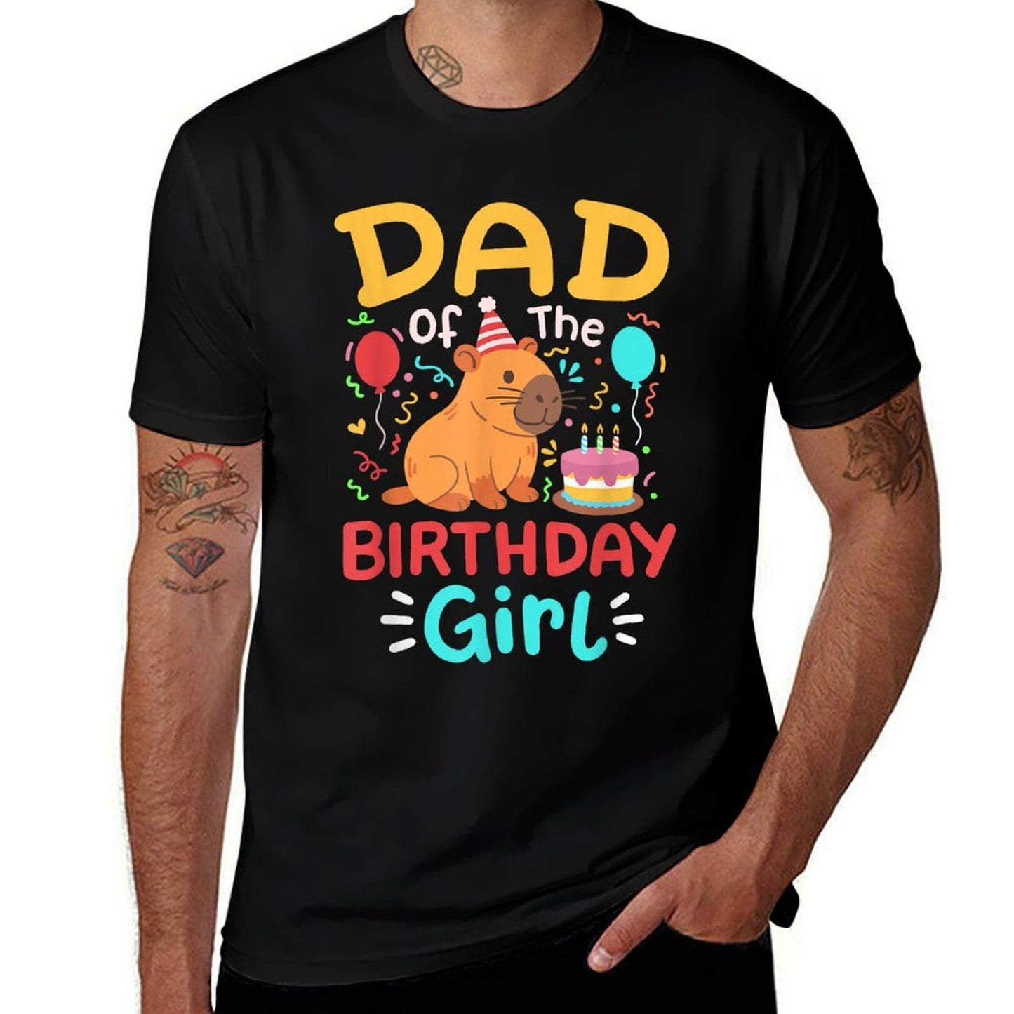 Dad Of The Birthday Girl Kids Cute Capybara Bday Family  Lightweight T-Shirt