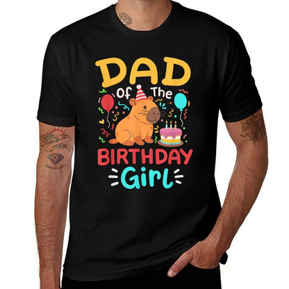 Dad Of The Birthday Girl Kids Cute Capybara Bday Family  Lightweight T-Shirt