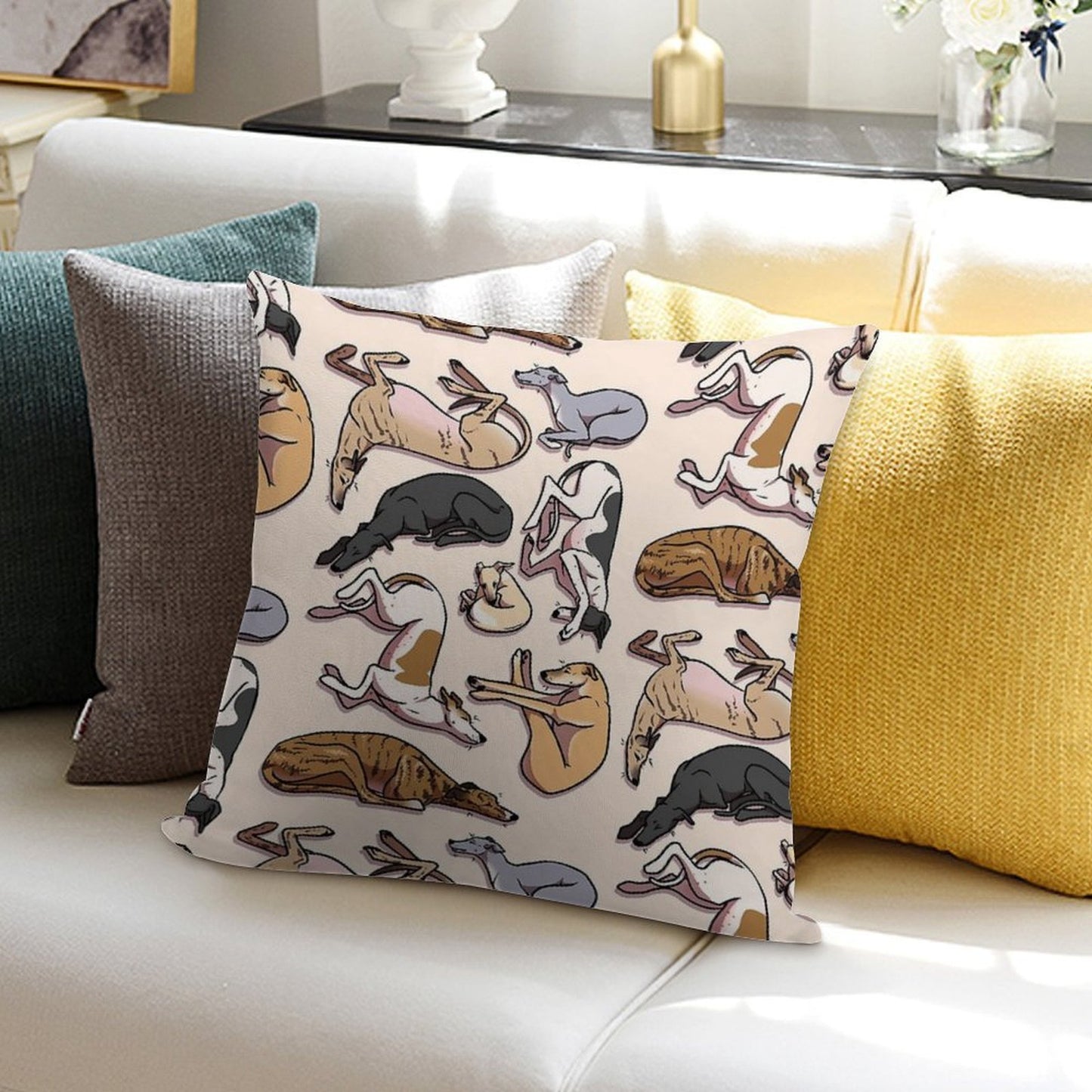 Sleeping Hounds Soft Short Plush Fabric Throw Pillow