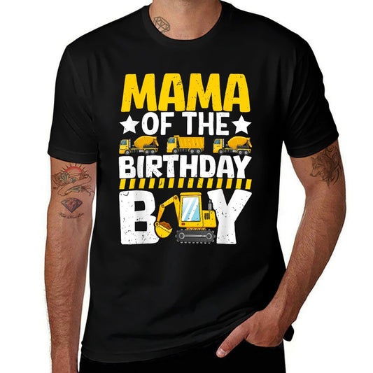 Mom Of The Birthday Boy Construction Theme Party Matching  Heathered Texture T-Shirt