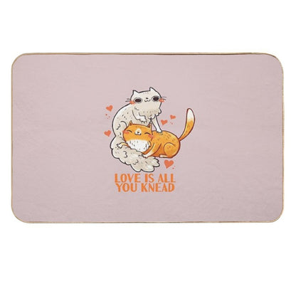 Cute Cats - Love Is All You Knead  Fade-Resistant Bath Mat