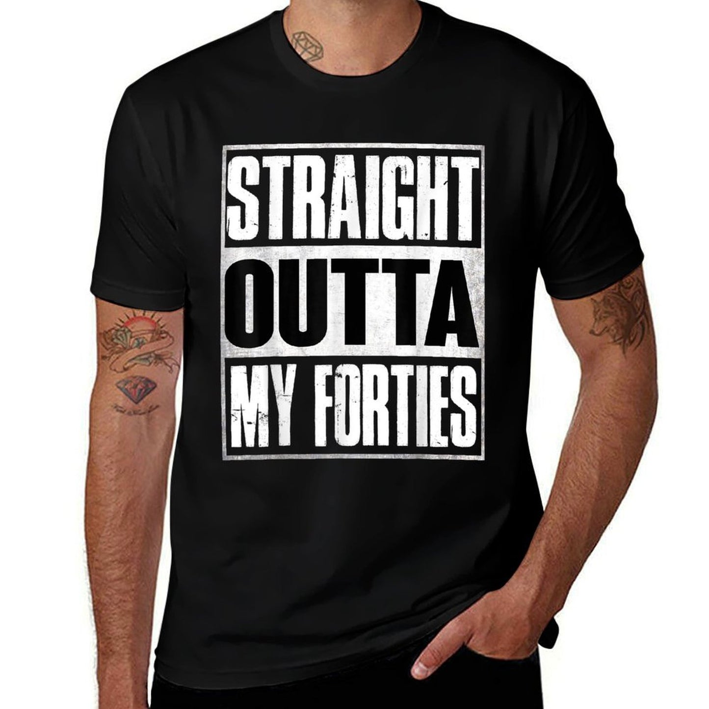 Straight Outta My Forties Funny 50th Birthday Gifts  Heathered Texture T-Shirt